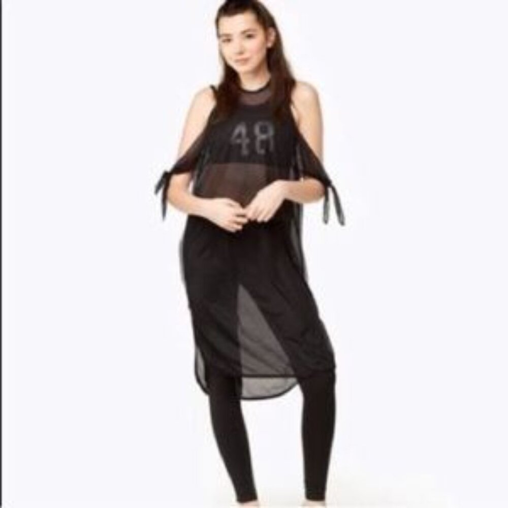 Puma mesh swim coverup dress featuring a "48" graphic.